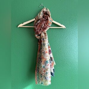 Anu by Natural 100% Wool Colorful Patterned Scarf